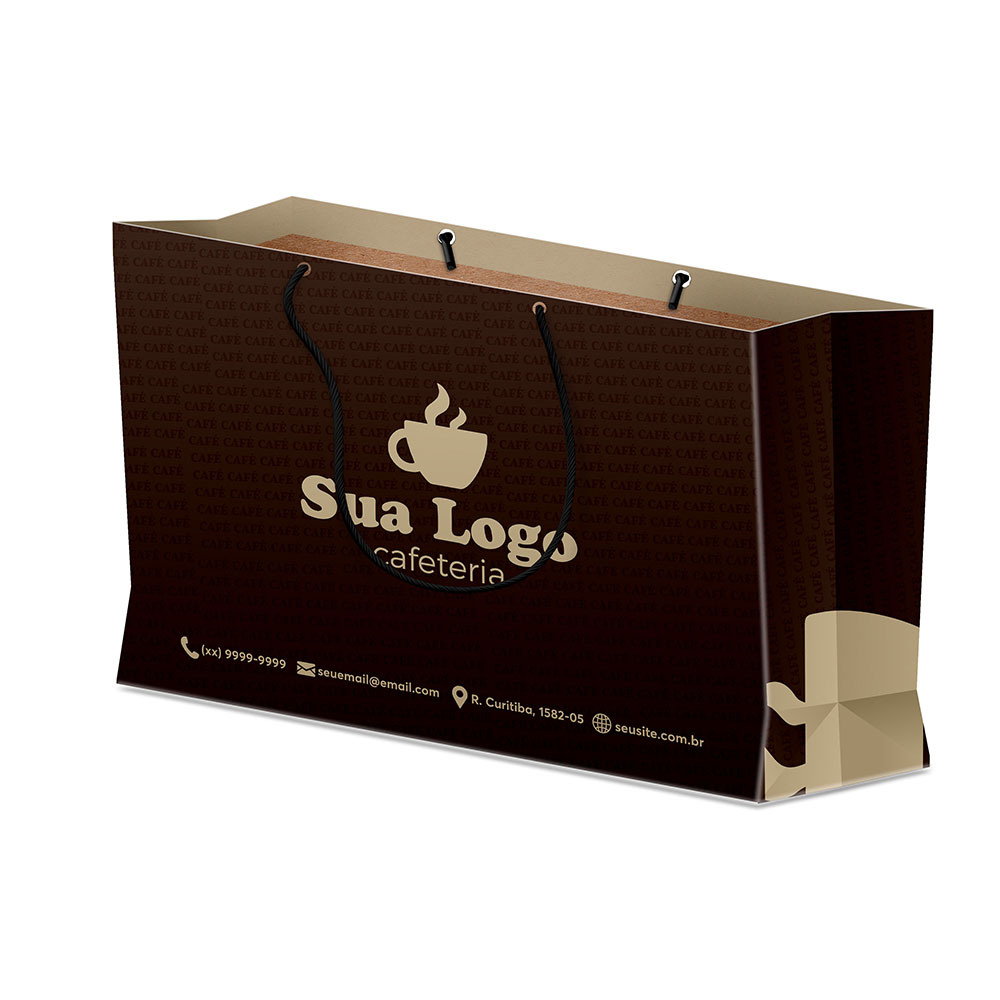 Sacolas Personalizadas Duplex 221g Branco Grande Horizontal