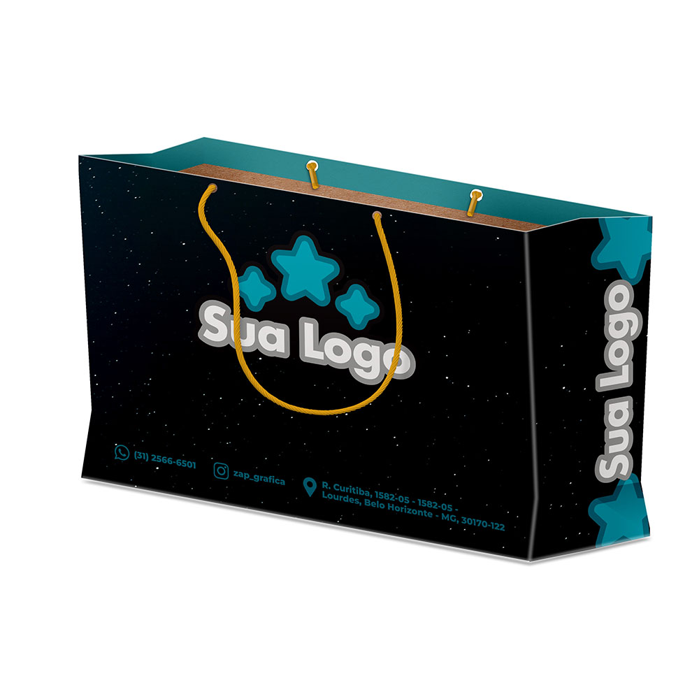 Sacolas Personalizadas Duplex 221g Branco Grande Horizontal