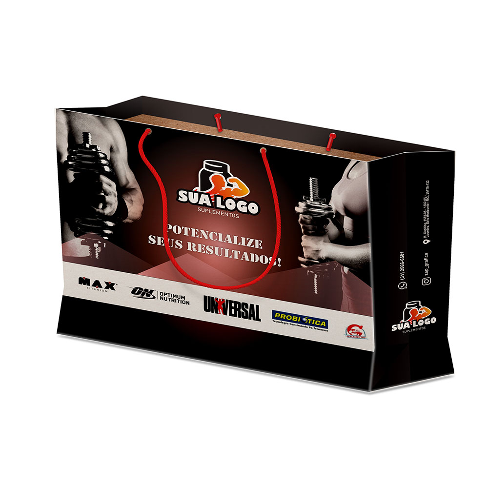 Sacolas Personalizadas Duplex 221g Branco Grande Horizontal