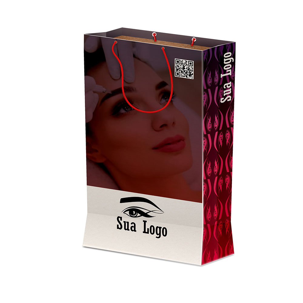 Sacolas Personalizadas Duplex 221g Branco Grande Vertical