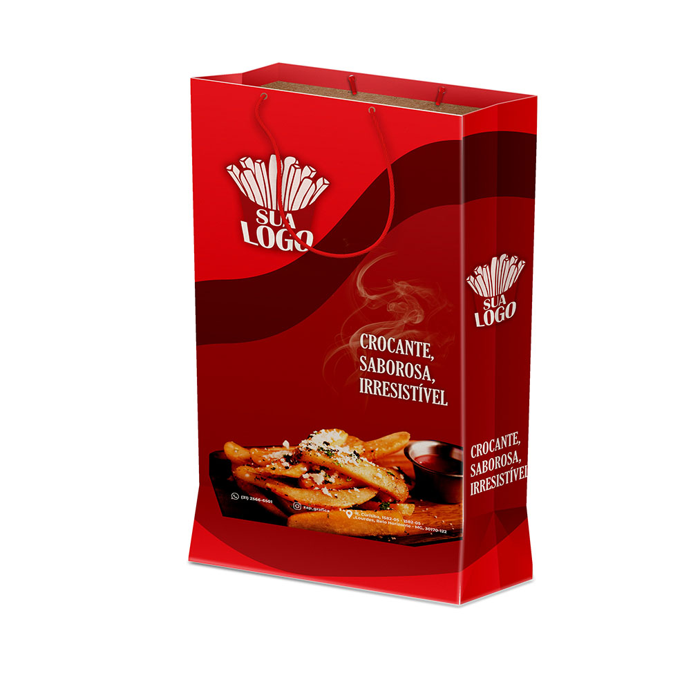 Sacolas Personalizadas Duplex 221g Branco Grande Vertical