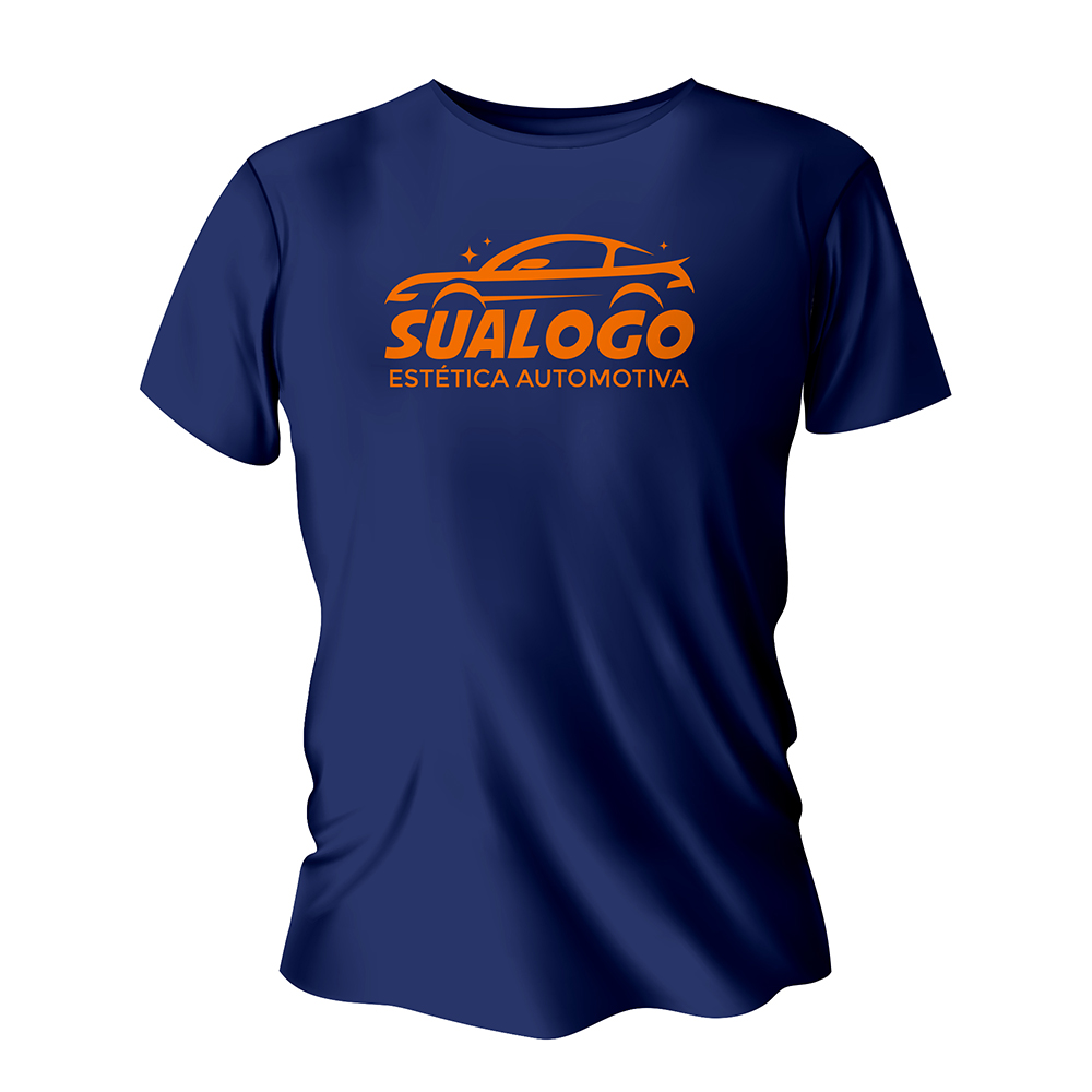 Camisa de Algodão Azul Marinho Impressão Silk A4 (Tamanhos Diversos)