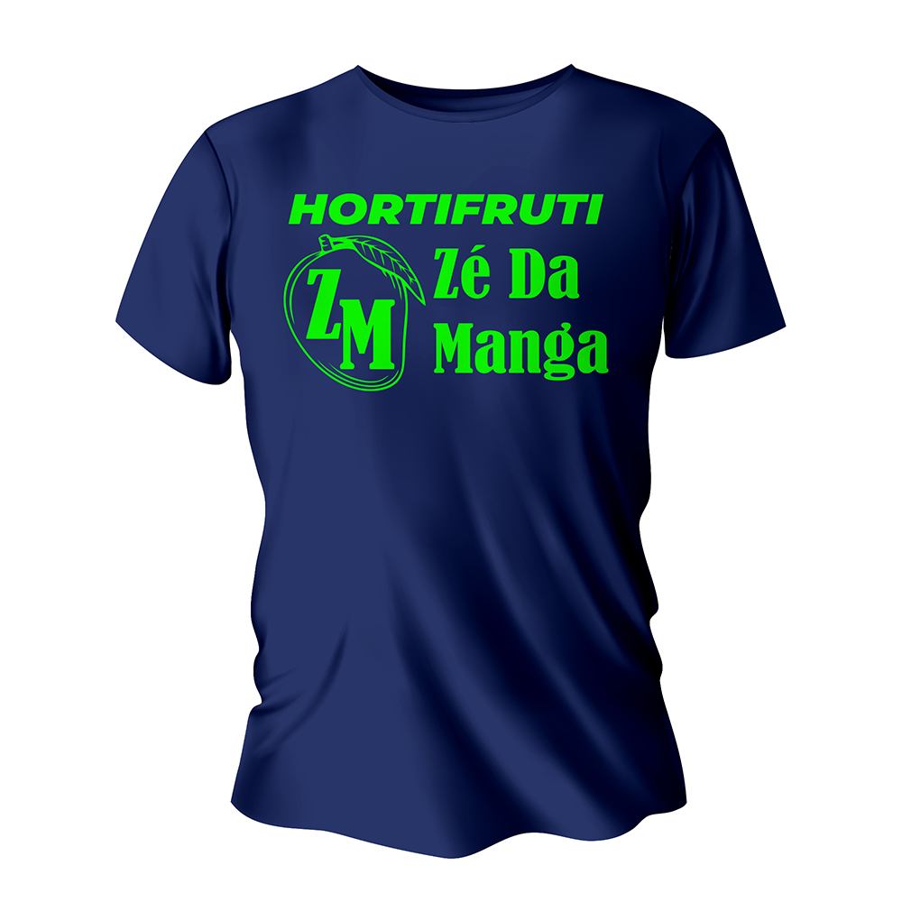 Camisa de Algodão Azul Marinho Impressão Silk A3 (Tamanhos Diversos)