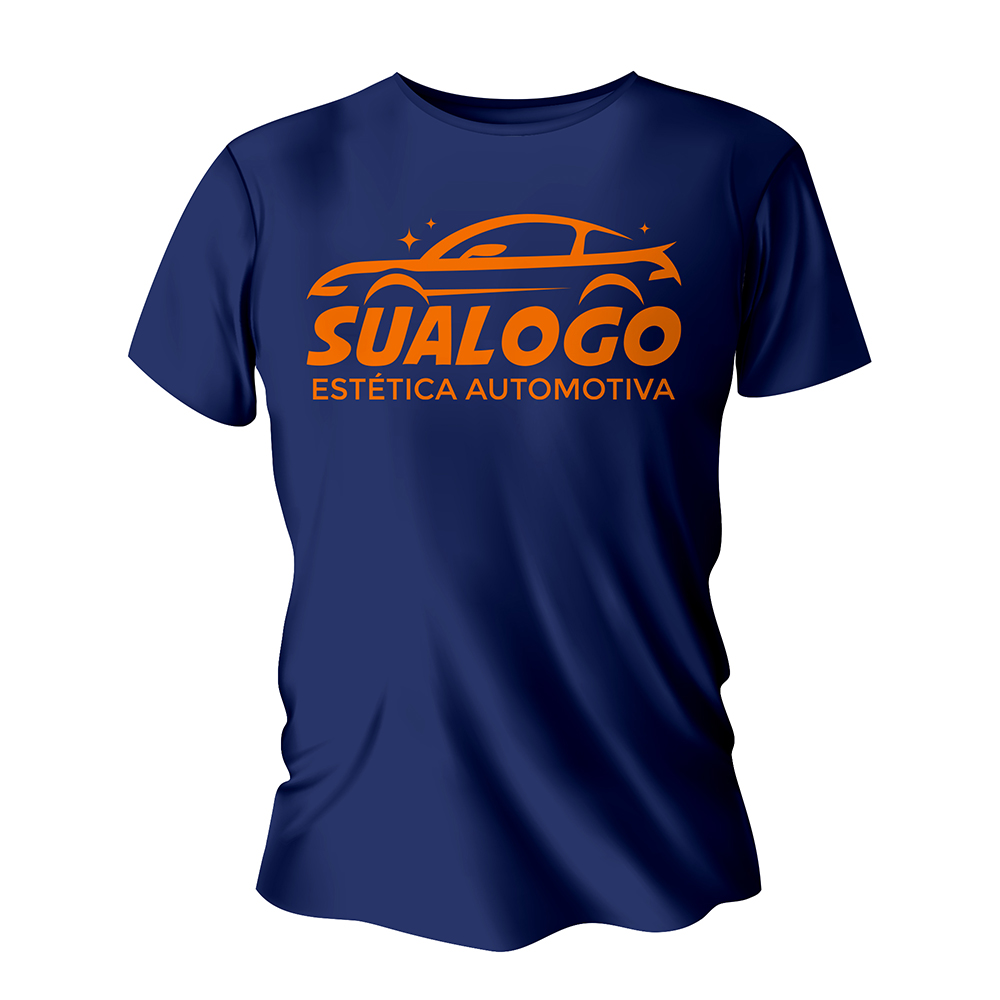 Camisa de Algodão Azul Marinho Impressão Silk A3 (Tamanhos Diversos)