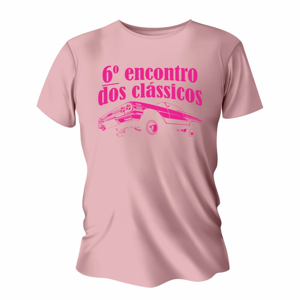 Camisa de Algodão Rosa Claro Impressão Silk A3 (Tamanhos Diversos)