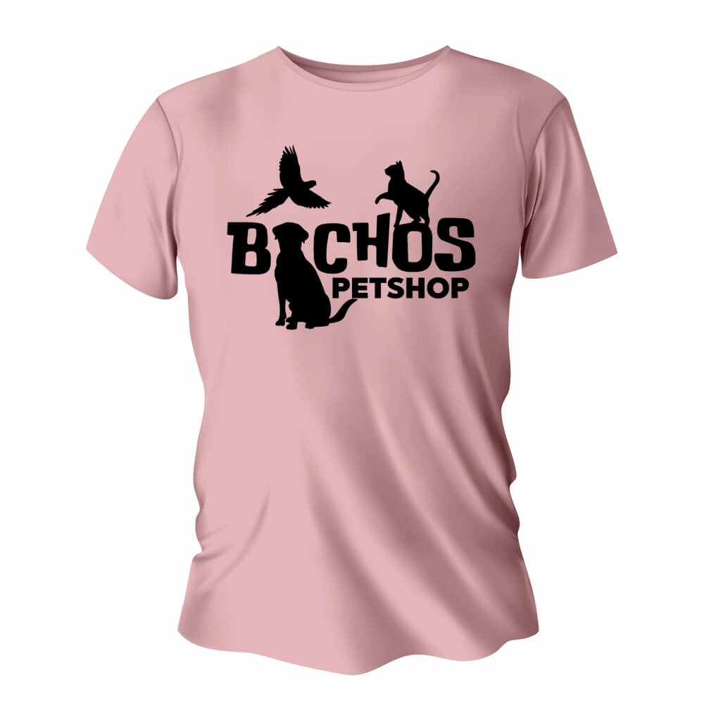 Camisa de Algodão Rosa Claro Impressão Silk A3 (Tamanhos Diversos)