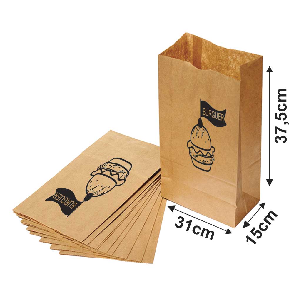 Saco Para Delivery 80g 1x0 Tamanho G (310x375mm)