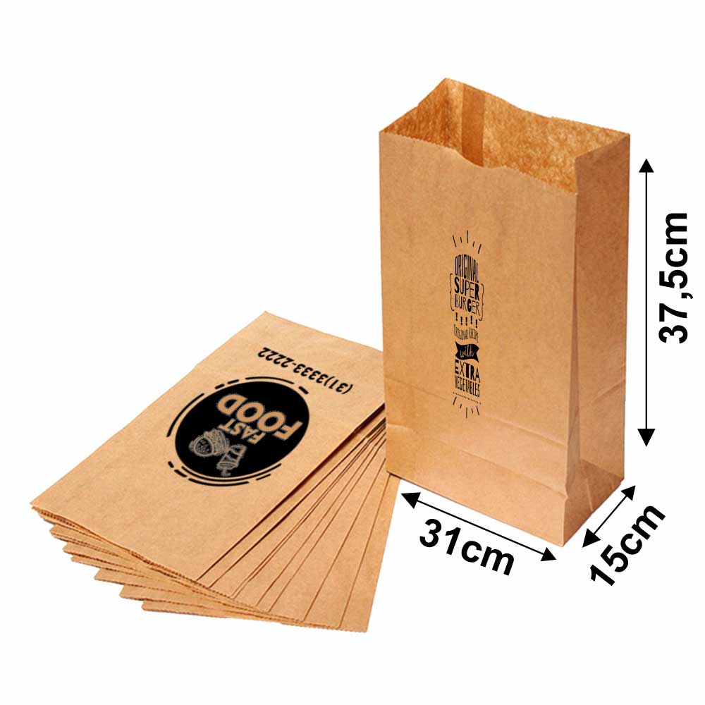 Saco Para Delivery 80g 1x0 Tamanho G (310x375mm)