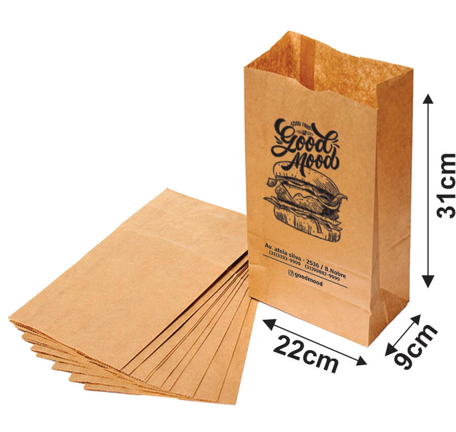 Saco Para Delivery 80g 1x0 Tamanho P (220x310mm)