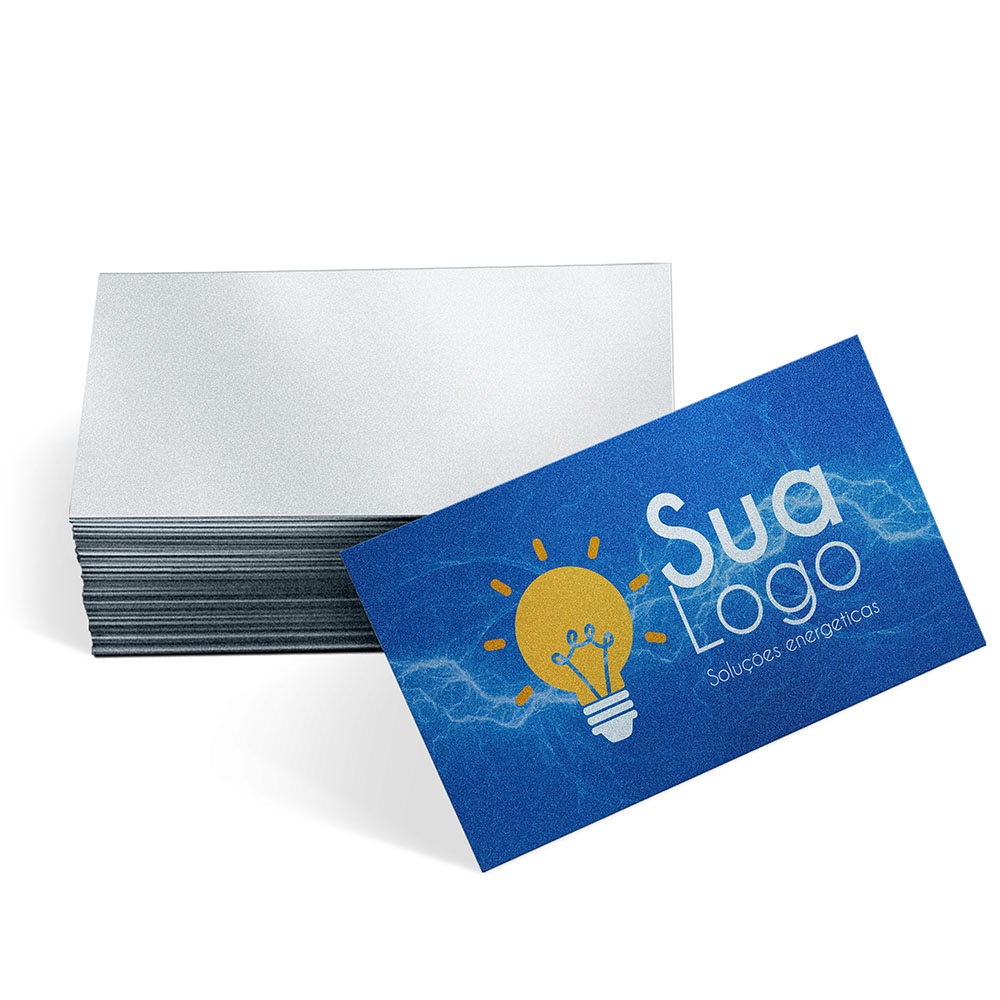 Cartões de Visita Papéis Especiais Silver Lux 300g Sem Verniz