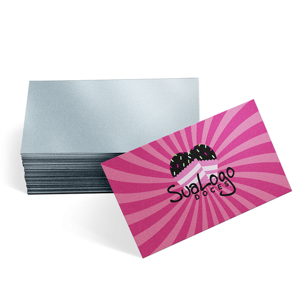 Cartões de Visita Papéis Especiais Silver Lux 300g Sem Verniz