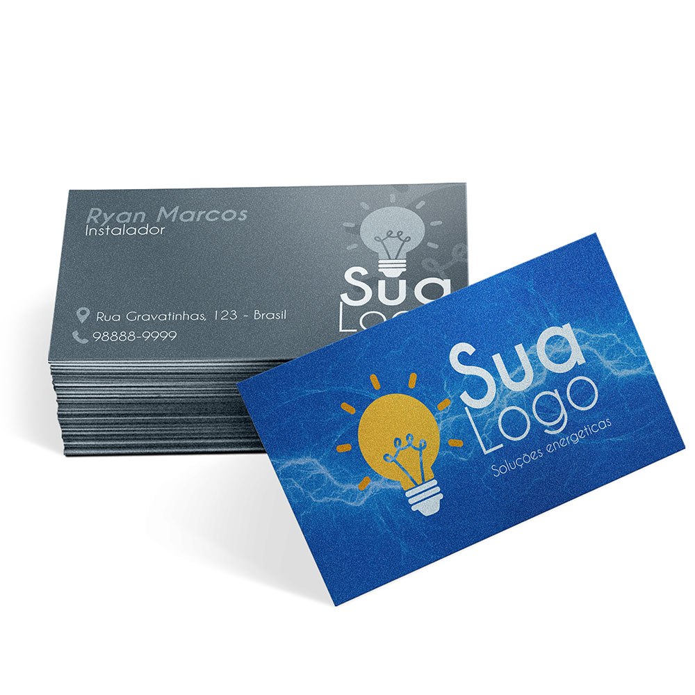 Cartões de Visita Papéis Especiais Silver Lux 300g Sem Verniz