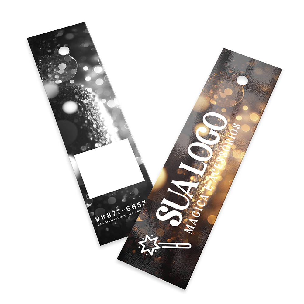 Tags Padrão Furo Couchê 250g Verniz Uv Total Frente (91x25mm)