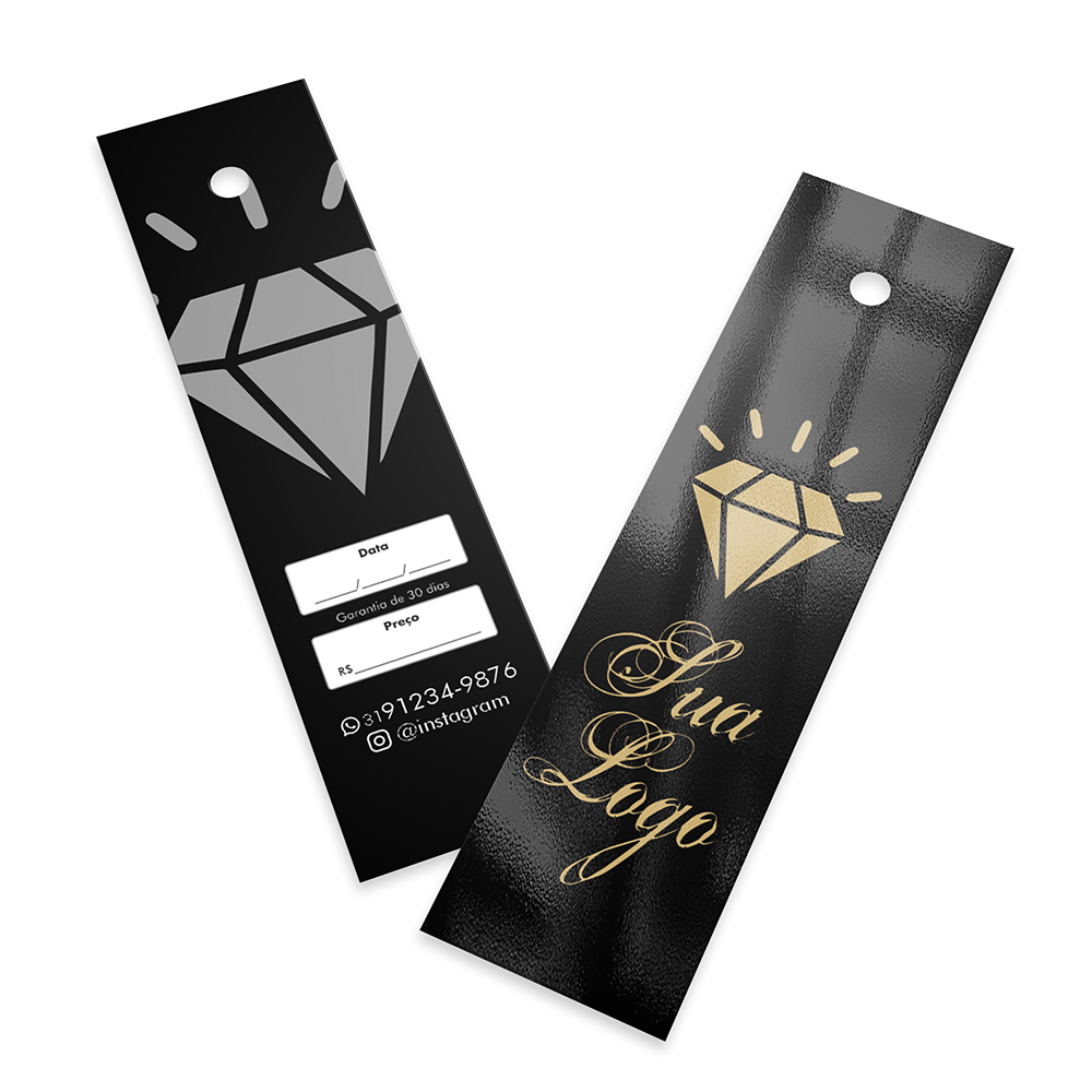 Tags Padrão Furo Couchê 250g Verniz Uv Total Frente (91x25mm)