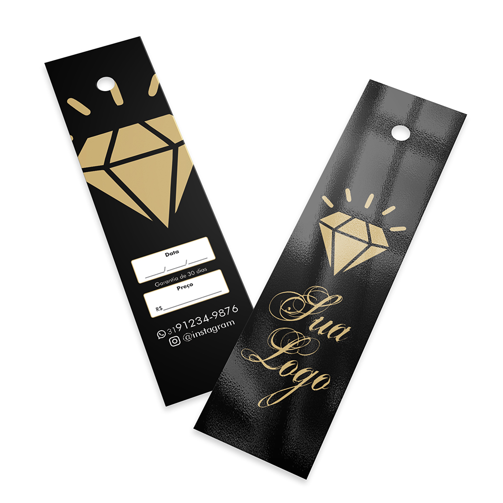 Tags Padrão Furo Couchê 250g Verniz Uv Total Frente (91x25mm)