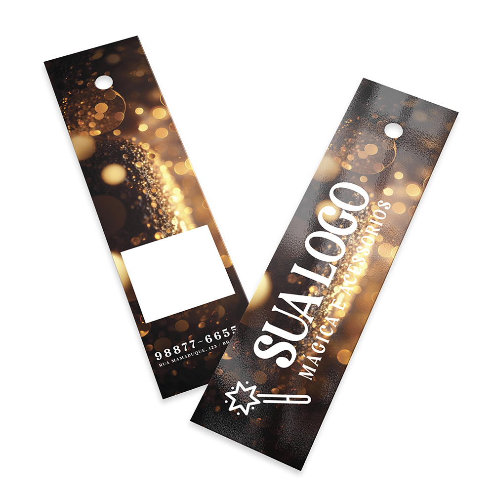 Tags Padrão Furo Couchê 250g Verniz Uv Total Frente (91x25mm)