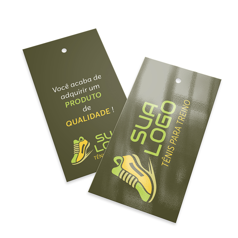 Tags Padrão Furo Couchê 250g Verniz Uv Total Frente (91x51mm)