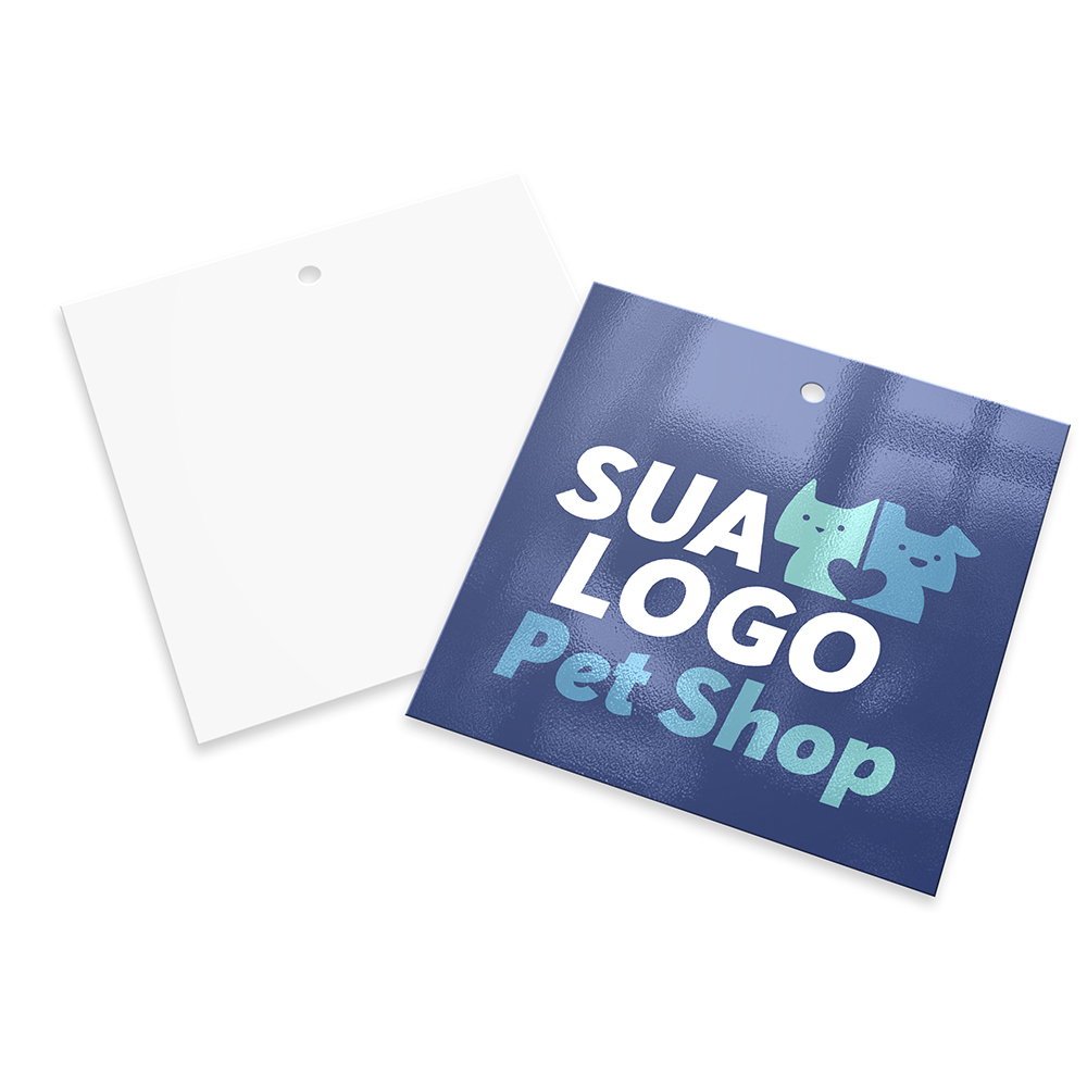 Tags Padrão Furo Couchê 250g Verniz Uv Total Frente (91x102mm)