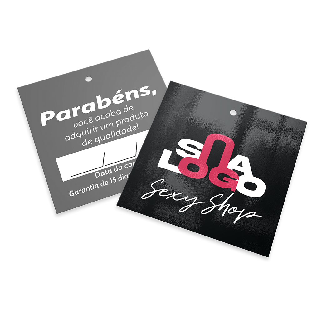 Tags Padrão Furo Couchê 250g Verniz Uv Total Frente (91x102mm)