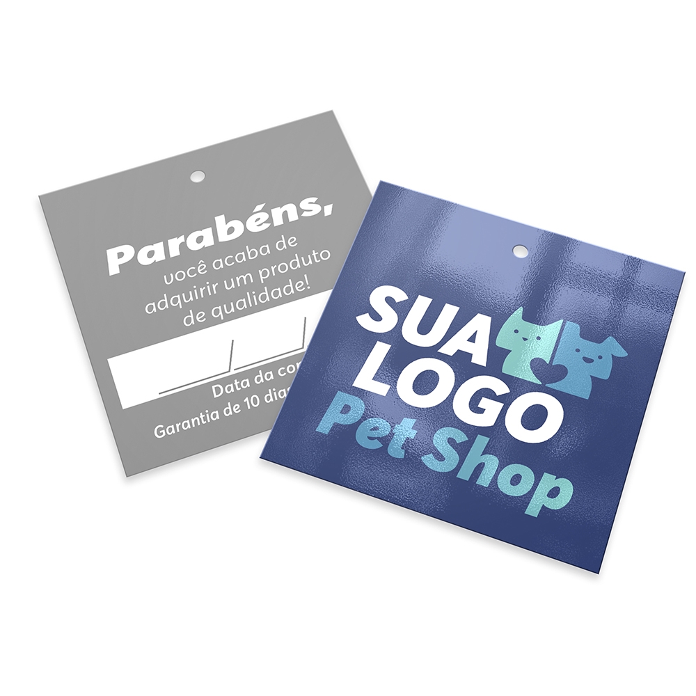 Tags Padrão Furo Couchê 250g Verniz Uv Total Frente (91x102mm)