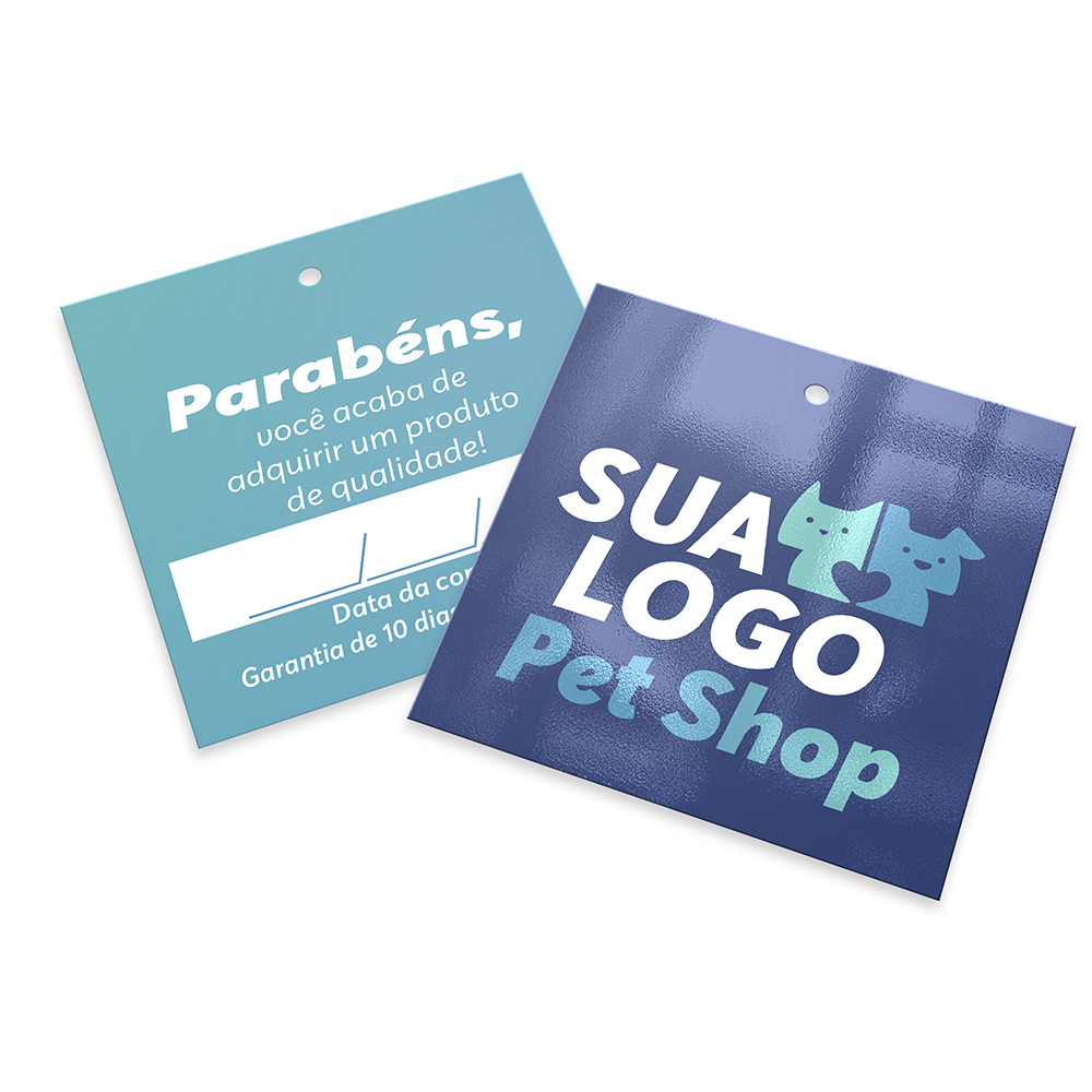 Tags Padrão Furo Couchê 250g Verniz Uv Total Frente (91x102mm)