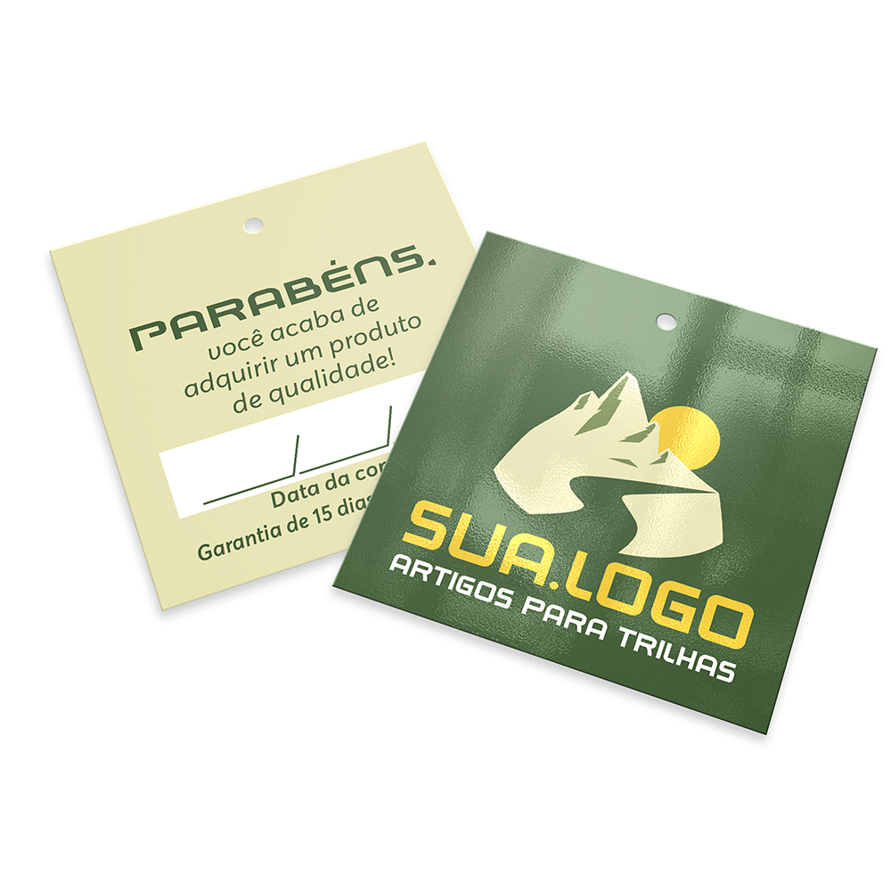 Tags Padrão Furo Couchê 250g Verniz Uv Total Frente (91x102mm)