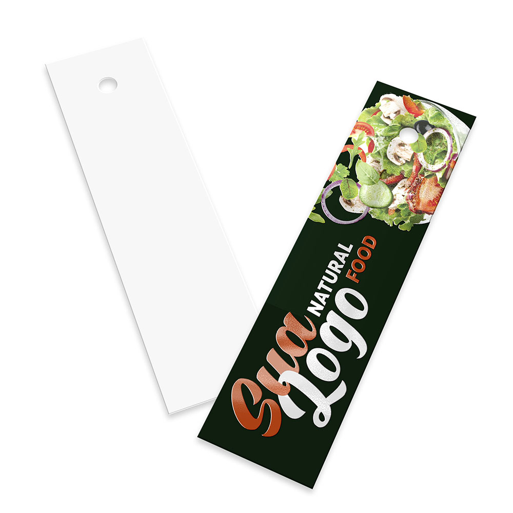 Tags Padrão Furo Couchê 300g Verniz Localizado e Laminação Fosca Frente (91x25mm)