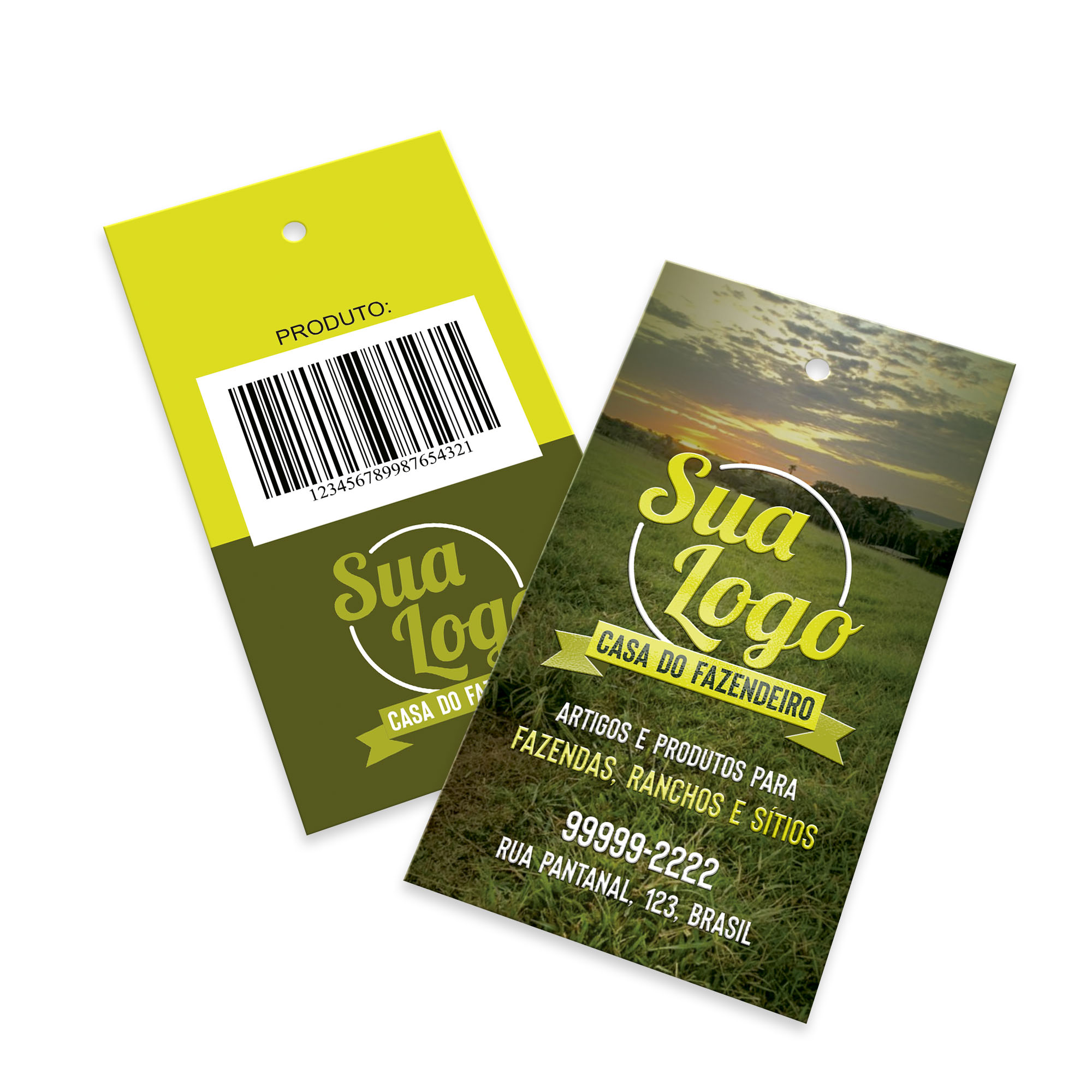 Tags Padrão Furo Couchê 300g Verniz Localizado e Laminação Fosca Frente (91x51mm)