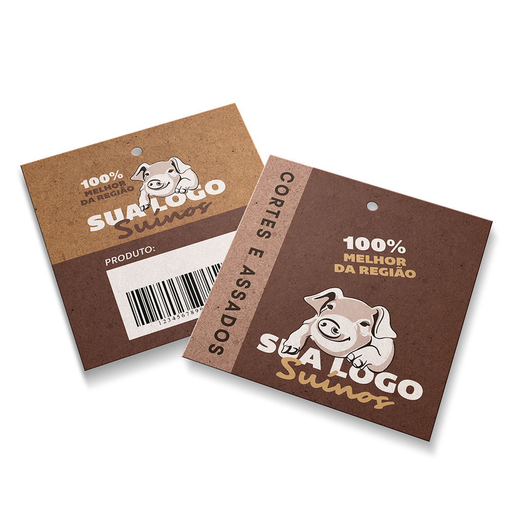 Tags Padrão Furo Kraft 250g Sem Laminação E Sem Verniz Com Tinta Branca (91X102mm)