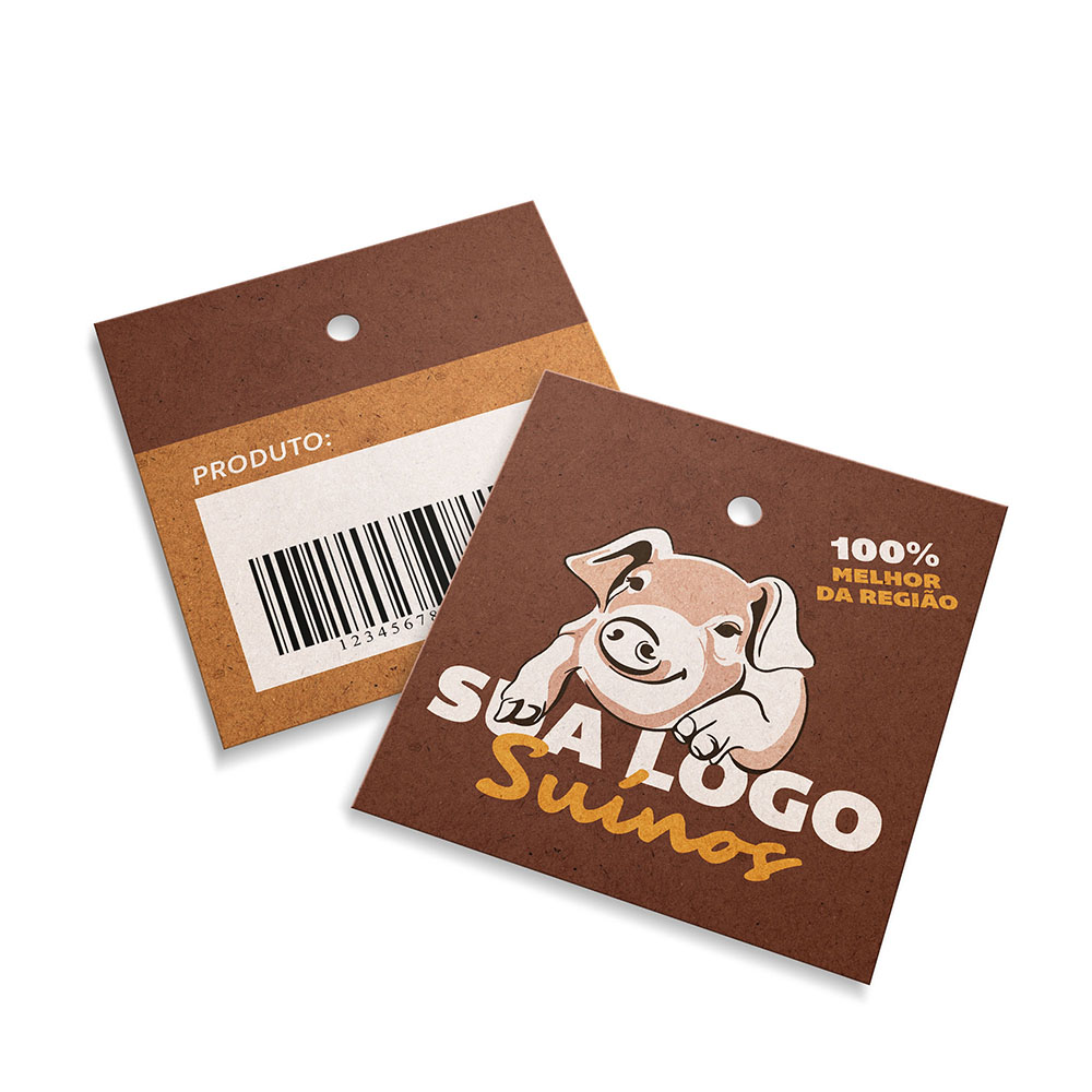 Tags Padrão Furo Kraft 250g Sem Laminação E Sem Verniz Com Tinta Branca (45X51mm)