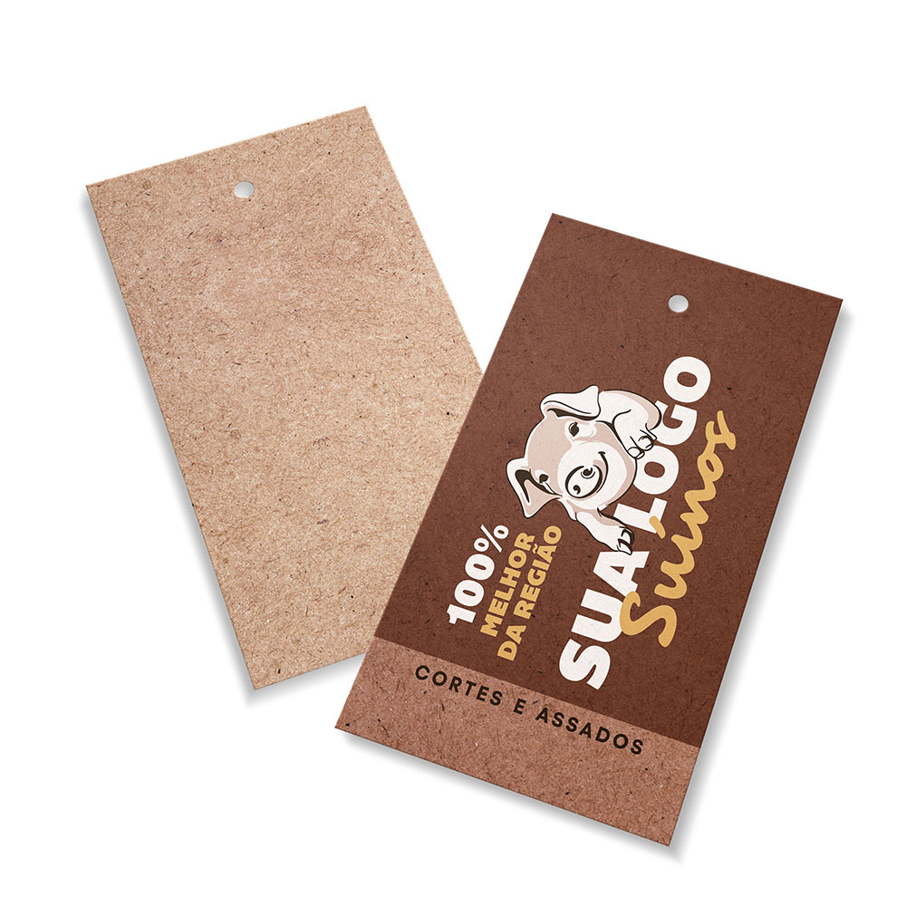 Tags Padrão Furo Kraft 250g Sem Laminação E Sem Verniz Com Tinta Branca (91X51mm)