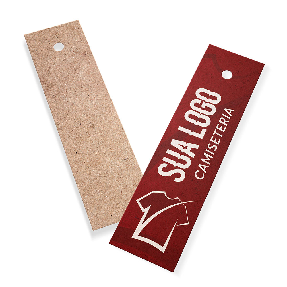 Tags Padrão Furo Kraft 250g Sem Laminação E Sem Verniz Com Tinta Branca (91X25mm)