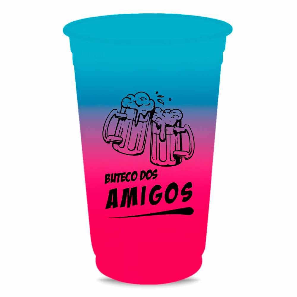 Copo Descartável de 500ml Bicolor e Impressão Silk