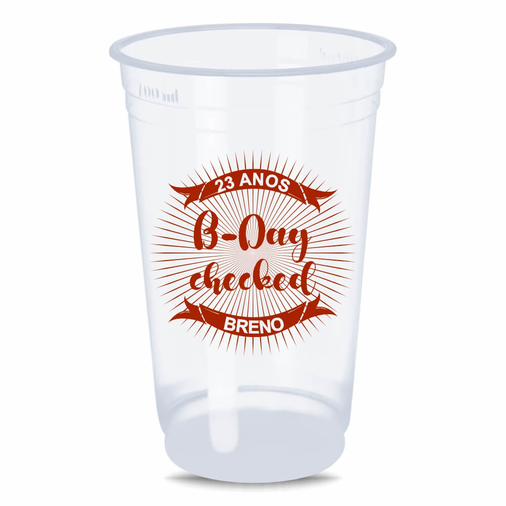 Copo Descartável de 500ml Transparente e Impressão Silk