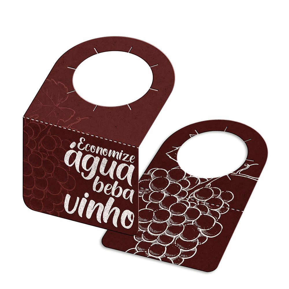 Tags Para Garrafa Kraft 250g Sem Laminação E Sem Verniz Com Tinta Branca (91x102mm)