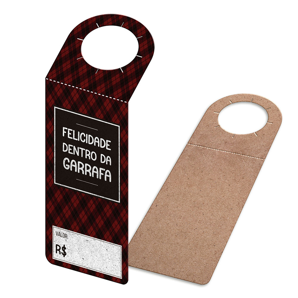 Tags Para Garrafa Kraft 250g Sem Laminação E Sem Verniz Com Tinta Branca (91x204mm)