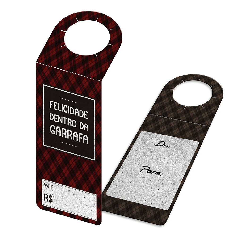 Tags Para Garrafa Kraft 250g Sem Laminação E Sem Verniz Com Tinta Branca (91x204mm)