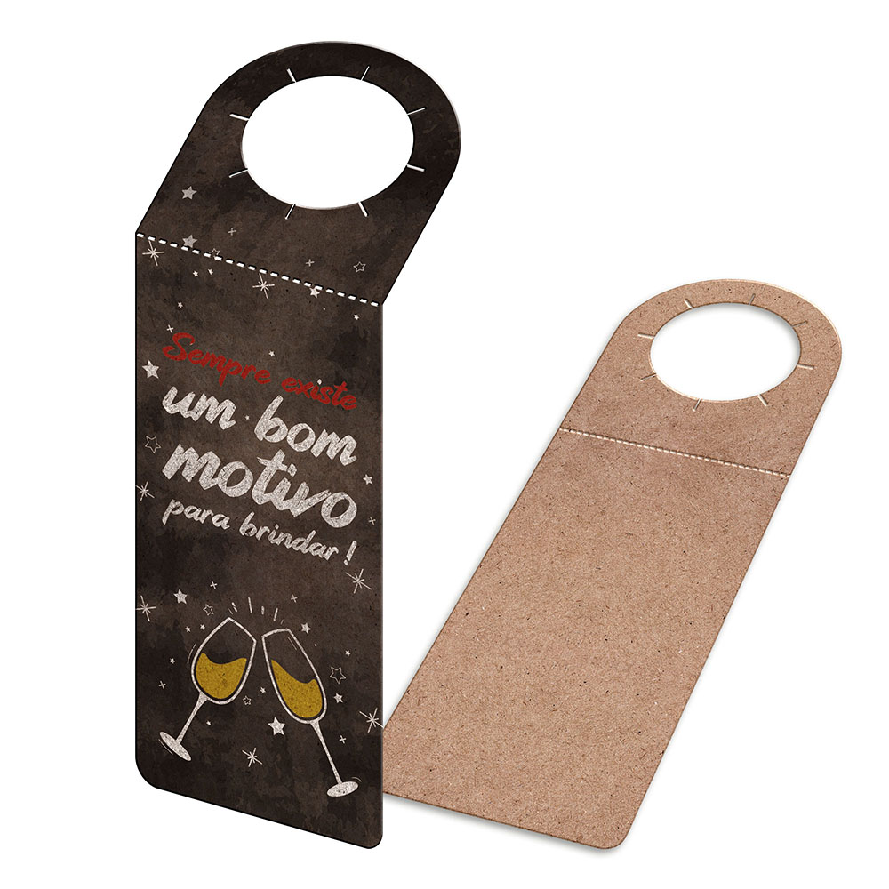 Tags Para Garrafa Kraft 250g Sem Laminação E Sem Verniz Com Tinta Branca (91x204mm)