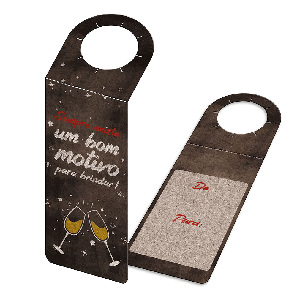 Tags Para Garrafa Kraft 250g Sem Laminação E Sem Verniz Com Tinta Branca (91x204mm)