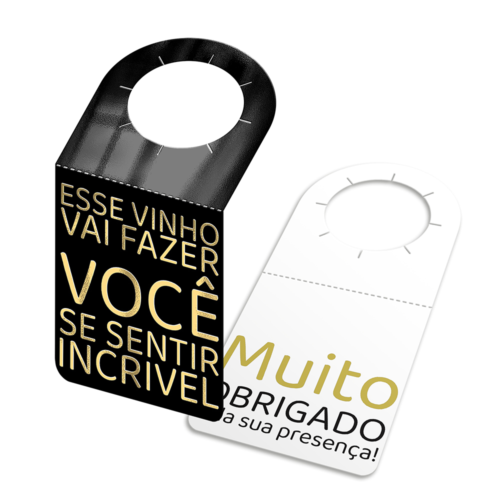Tags Para Garrafa Couchê 300g Laminação Fosca Frente e Verso E Hotstamping Frente (91x153mm)