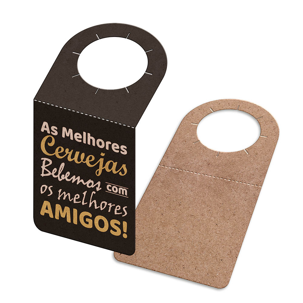 Tags Para Garrafa Kraft 250g Sem Laminação E Sem Verniz Com Tinta Branca (91x153mm)