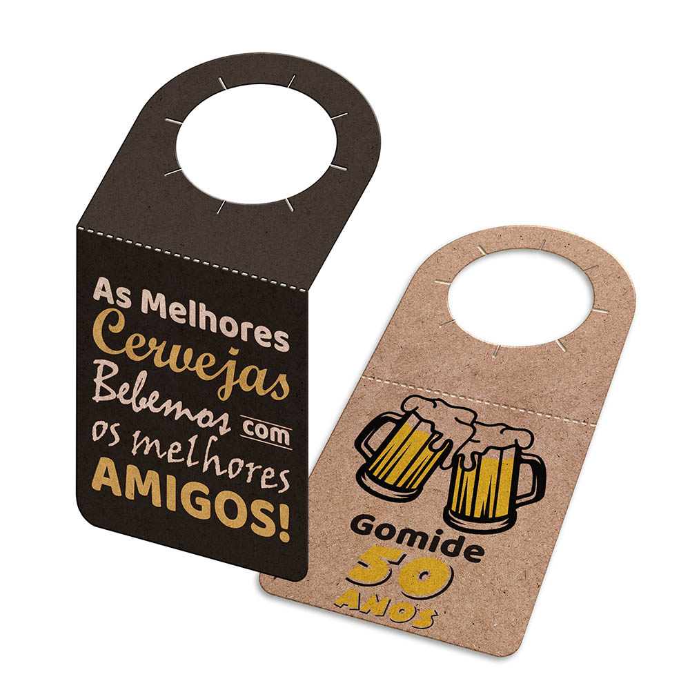 Tags Para Garrafa Kraft 250g Sem Laminação E Sem Verniz Com Tinta Branca (91x153mm)