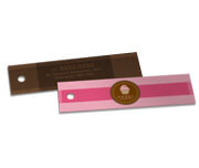 Tags Especiais Couchê 300g Hot Stamping Frente com Laminação Fosca Frente e Verso (91x25mm)