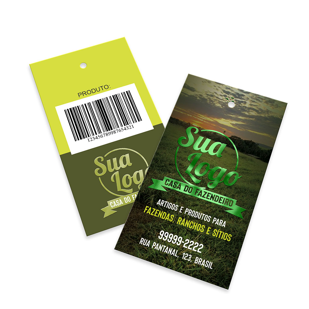 Tags Padrão Furo Couchê 300g Laminação Fosca Frente E Verso (91x51mm)