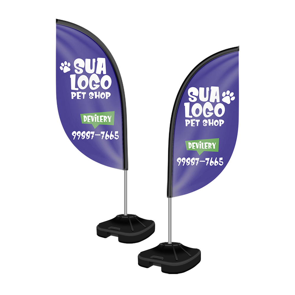 Wind Banner Kit Completo Tecido Oxford Modelo Pena Haste De Aluminio (Altura Montado: 1,90 Metros P)