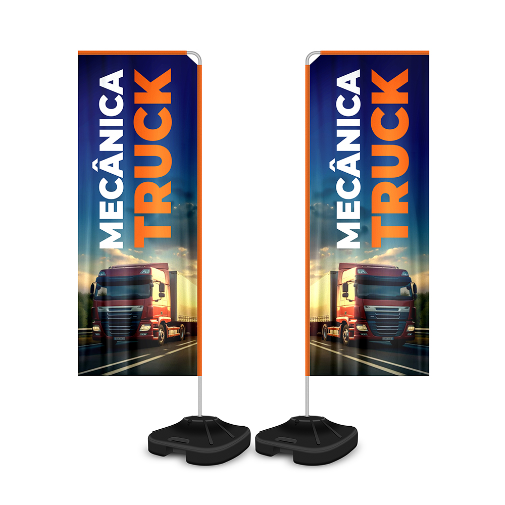 Wind Banner Kit Completo Tecido Oxford Modelo Retangular Haste De Aluminio (Altura Montado: 2,30 Metros M)