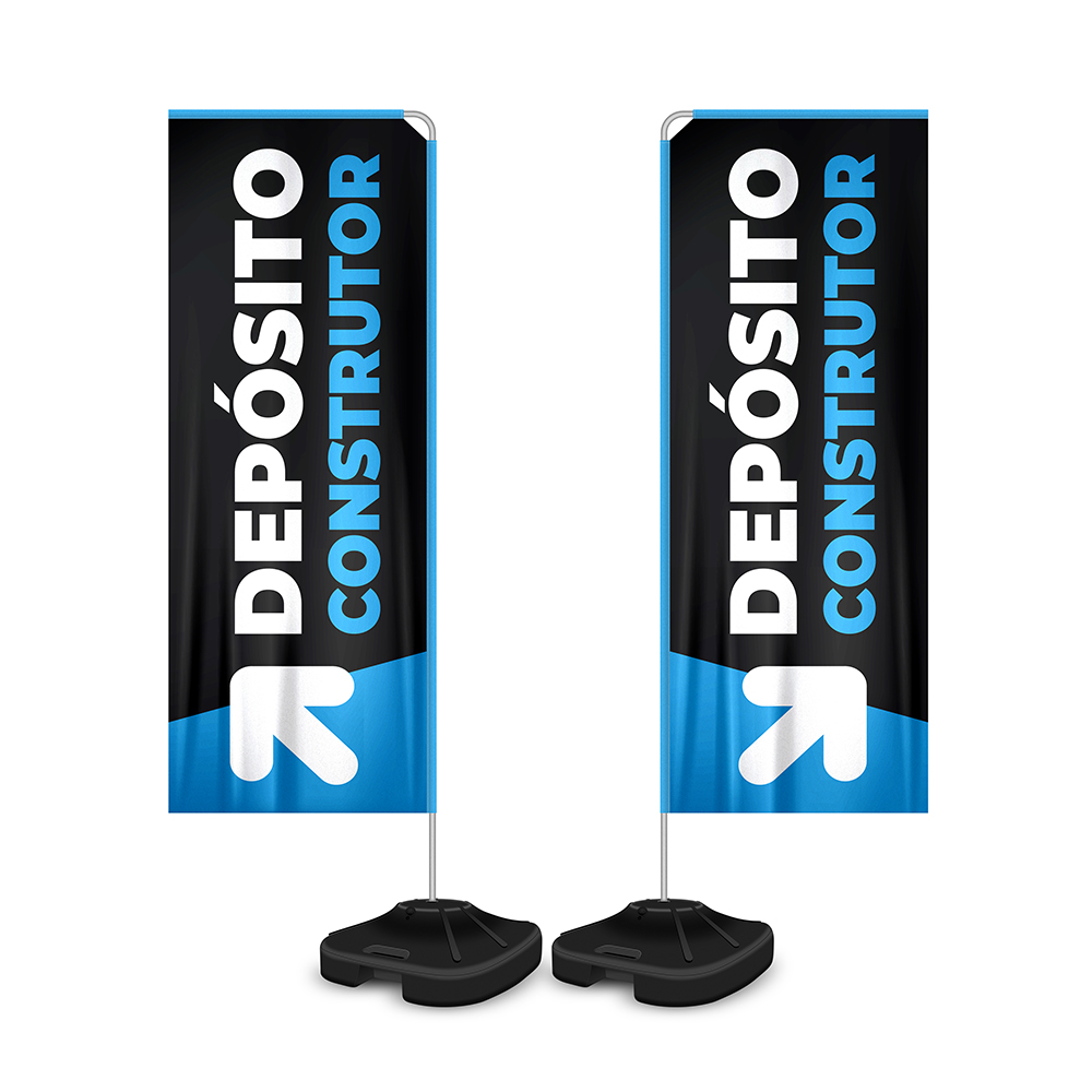 Wind Banner Kit Completo Tecido Oxford Modelo Retangular Haste De Aluminio (Altura Montado: 2,30 Metros M)