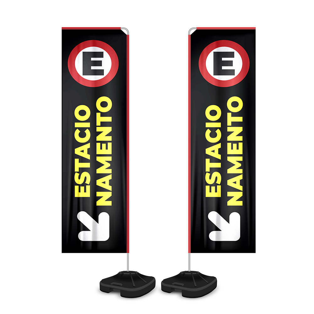 Wind Banner Kit Completo Tecido Oxford Modelo Retangular Haste De Aluminio (Altura Montado: 2,80 Metros G)