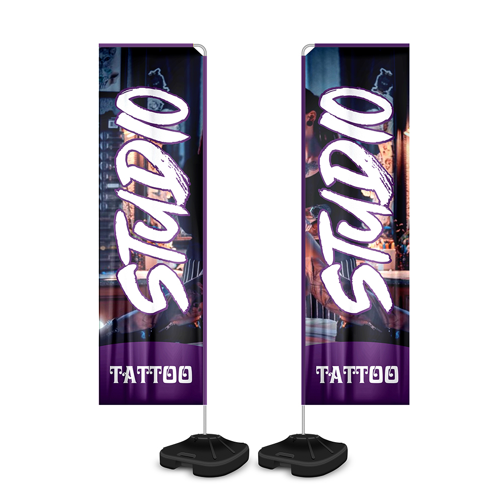 Wind Banner Kit Completo Tecido Oxford Modelo Retangular Haste De Aluminio (Altura Montado: 2,80 Metros G)