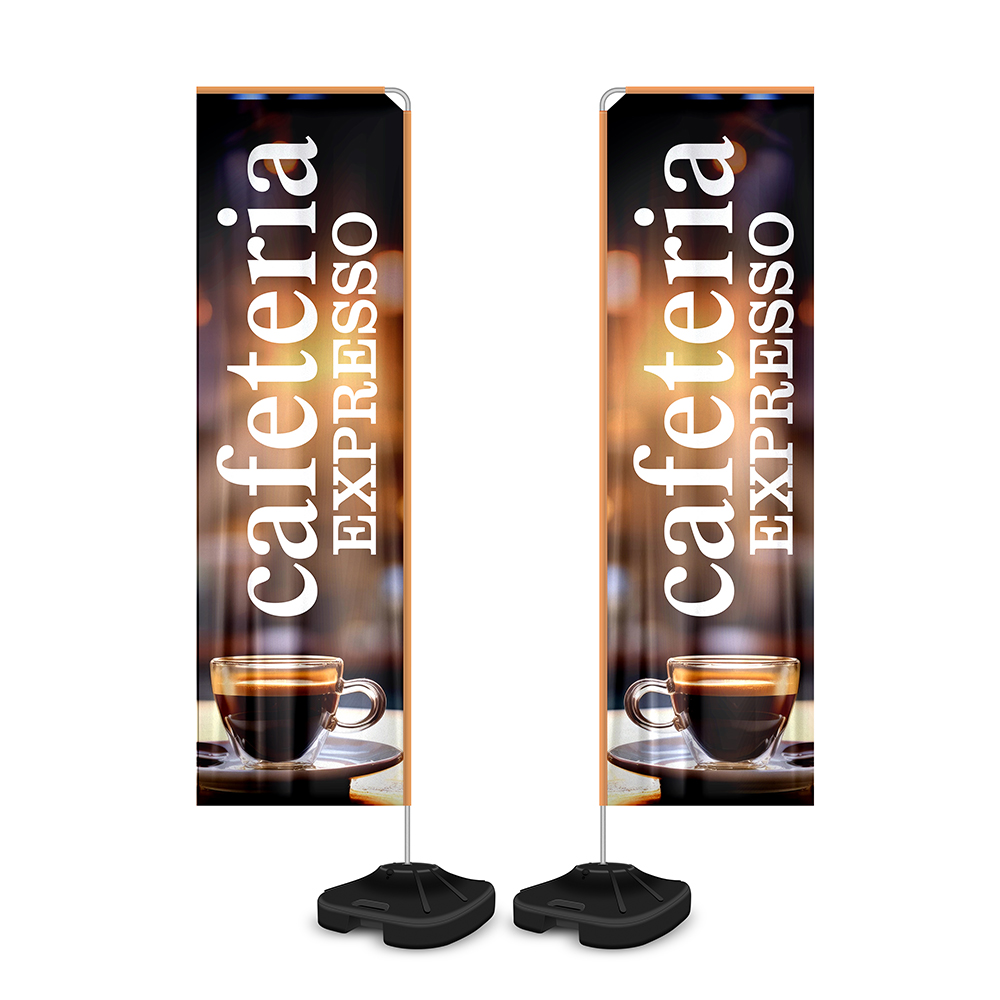 Wind Banner Kit Completo Tecido Oxford Modelo Retangular Haste De Aluminio (Altura Montado: 2,80 Metros G)